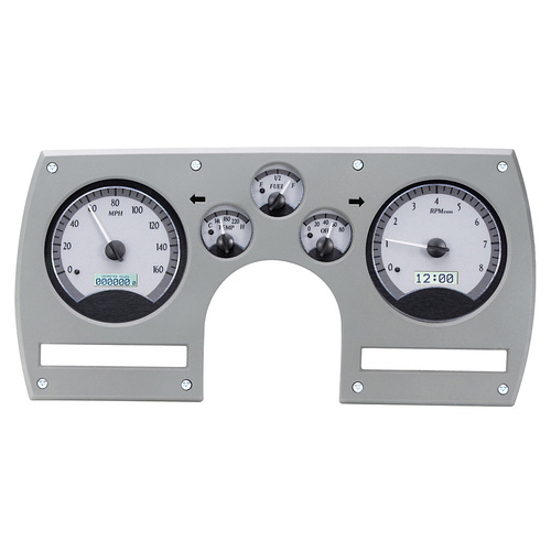 Dakota Digital Gauge Kit, 1982- 89 For Chevrolet For Camaro, Analog, Silver Background, Alloy Style Face, White Display