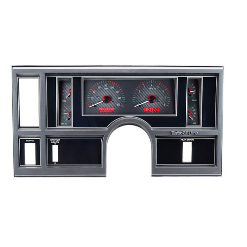 Dakota Digital Gauge Kit, 1984- 87 For Buick Regal and Grand National, Analog, Carbon Fiber Background, Alloy Style Face, Red Display