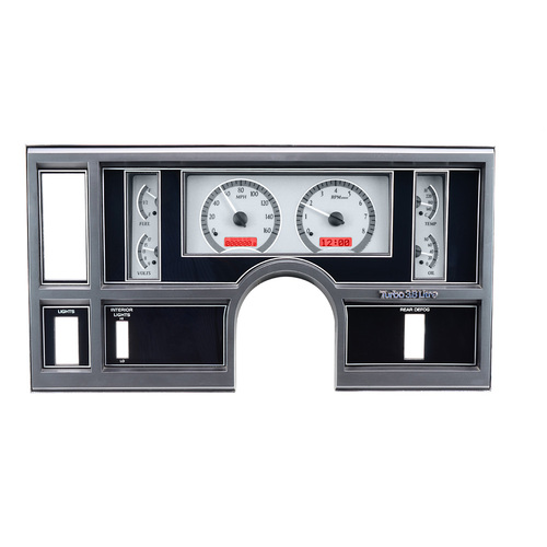 Dakota Digital Gauge Kit, 1984- 87 For Buick Regal and Grand National, Analog, Silver Background, Alloy Style Face, Red Display