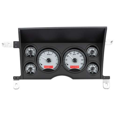 Dakota Digital Gauge, Analong, 1986-93 For Chevrolet S-10/GMC S-15, VHX System, Silver Alloy Style Face, Red Display, Each