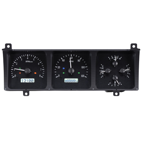 Dakota Digital Gauge Kit, 1986- 91 For Jeep Wagoneer & J Trucks, Analog, Black Background, Alloy Style Face, White Display