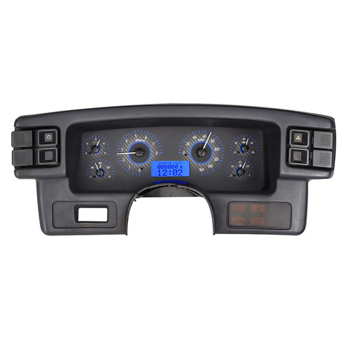 Dakota Digital Gauge Kit, 1987- 89 For Ford For Mustang, Analog, Carbon Fiber Background, Alloy Style Face, Blue Display