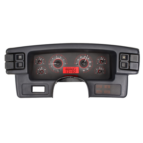 Dakota Digital Gauge Kit, 1987- 89 For Ford For Mustang, Analog, Carbon Fiber Background, Alloy Style Face, Red Display