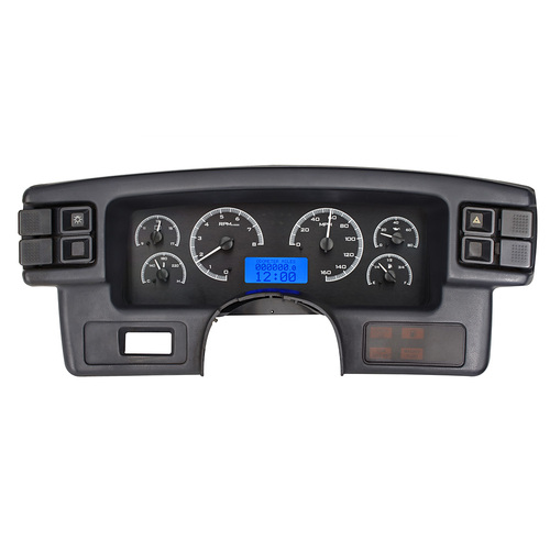 Dakota Digital Gauge Kit, 1987- 89 For Ford For Mustang, Analog, Black Background, Alloy Style Face, Blue Display