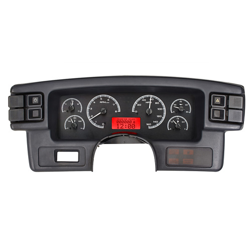 Dakota Digital Gauge Kit, 1987- 89 For Ford For Mustang, Analog, Black Background, Alloy Style Face, Red Display