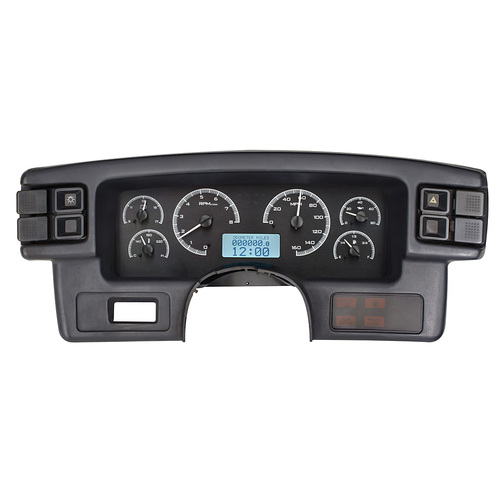 Dakota Digital Gauge Kit, 1987- 89 For Ford For Mustang, Analog, Black Background, Alloy Style Face, White Display