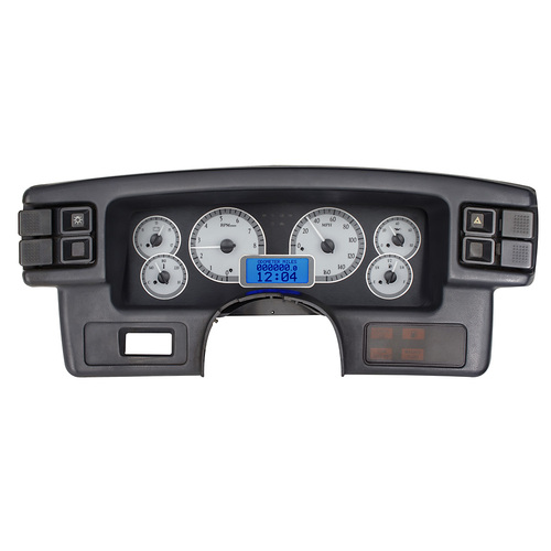 Dakota Digital Gauge Kit, 1987- 89 For Ford For Mustang, Analog, Silver Background, Alloy Style Face, Blue Display