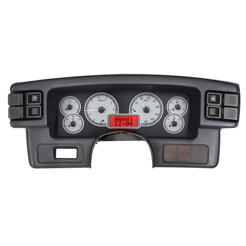 Dakota Digital Gauge Kit, 1987- 89 For Ford For Mustang, Analog, Silver Background, Alloy Style Face, Red Display