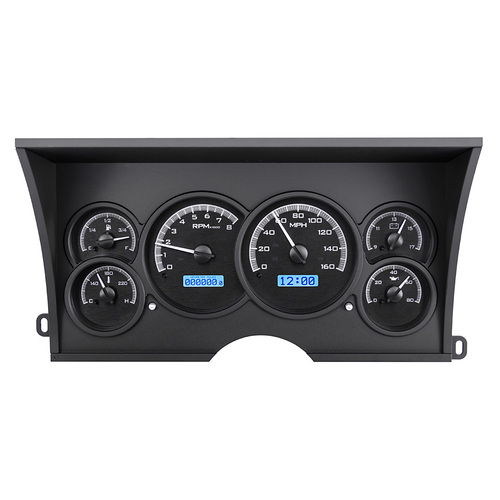 Dakota Digital Gauge Kit, 1988- 1994 For Chevrolet/ GMC Pickup / SUV, Analog, Black Background, Alloy Style Face, Blue Display