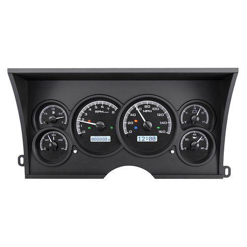 Dakota Digital Gauge Kit, 1988- 1994 For Chevrolet/ GMC Pickup / SUV, Analog, Black Background, Alloy Style Face, White Display