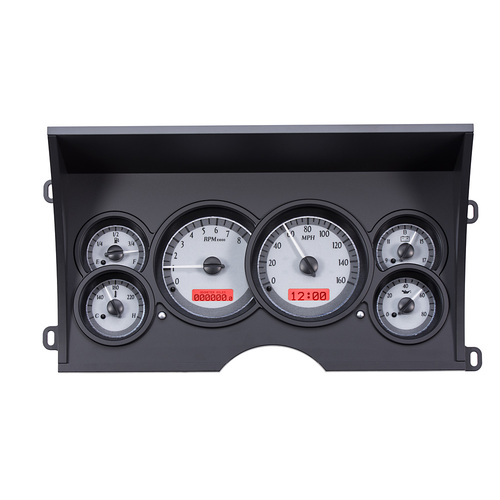 Dakota Digital Gauge Kit, 1988- 1994 For Chevrolet/ GMC Pickup / SUV, Analog, Silver Background, Alloy Style Face, Red Display