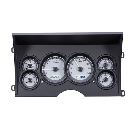 Dakota Digital Gauge Kit, 1988- 1994 For Chevrolet/ GMC Pickup / SUV, Analog, Silver Background, Alloy Style Face, White Display