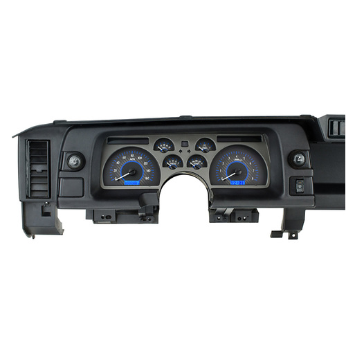 Dakota Digital Gauge Kit, 1990- 92 For Chevrolet For Camaro, Analog, Carbon Fiber Background, Alloy Style Face, Blue Display