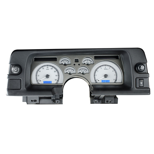 Dakota Digital Gauge Kit, 1990- 92 For Chevrolet For Camaro, Analog, Silver Background, Alloy Style Face, Blue Display