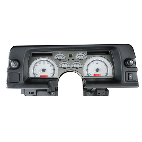 Dakota Digital Gauge Kit, 1990- 92 For Chevrolet For Camaro, Analog, Silver Background, Alloy Style Face, White Display