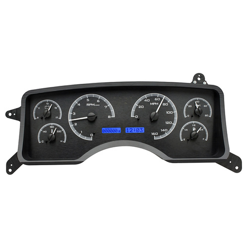 Dakota Digital Gauge Kit, 1990- 93 For Ford For Mustang, Analog, Black Background, Alloy Style Face, Blue Display