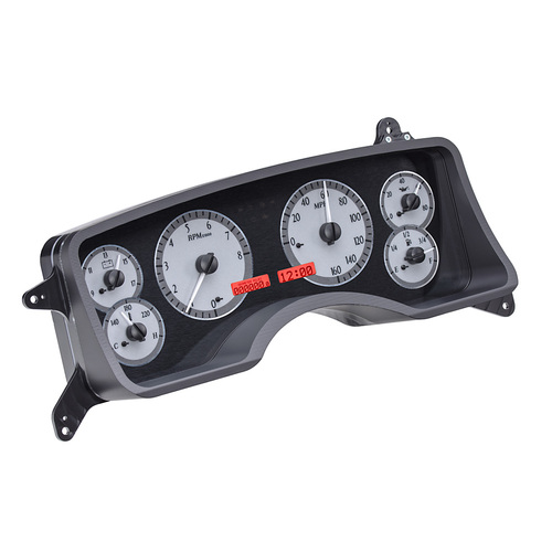 Dakota Digital Gauge Kit, 1990- 93 For Ford For Mustang, Analog, Silver Background, Alloy Style Face, Red Display