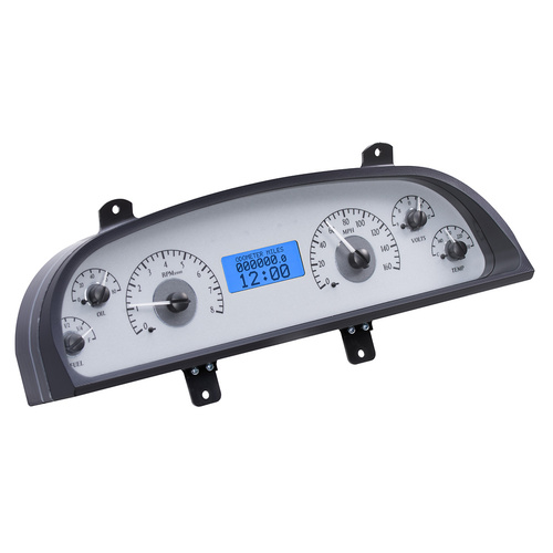 Dakota Digital Gauge Kit, 1994- 96 For Chevrolet Caprice/ For Impala SS, Analog, Silver Background, Alloy Style Face, Blue Display