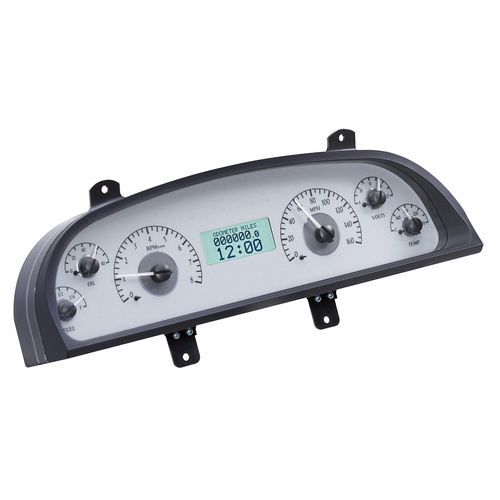 Dakota Digital Gauge Kit, 1994- 96 For Chevrolet Caprice/ For Impala SS, Analog, Silver Background, Alloy Style Face, White Display