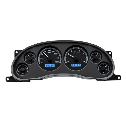 Dakota Digital Gauge Kit, 1994- 2004 For Ford For Mustang, Analog, Black Background, Alloy Style Face, Blue Display