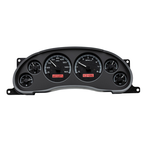 Dakota Digital Gauge Kit, 1994- 2004 For Ford For Mustang, Analog, Black Background, Alloy Style Face, Red Display