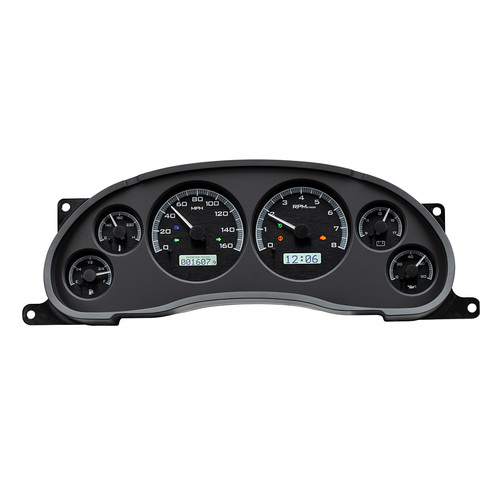 Dakota Digital Gauge Kit, 1994- 2004 For Ford For Mustang, Analog, Black Background, Alloy Style Face, White Display