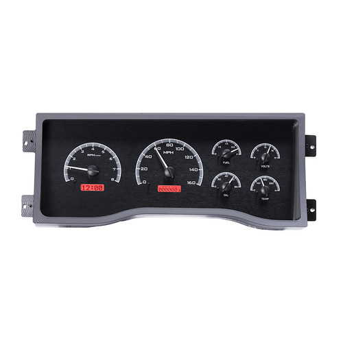 Dakota Digital Gauge Kit, 1995- 98 Full-size, 1995- 00 SUV & HD Pickup For Chevrolet/ GMC, Analog, Black Background, Alloy Style Face, Red Display