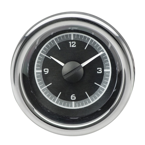 Dakota Digital Gauge, Analog Clock, Universal VLC, 2 1/16in, Black Alloy Style Face, Red Display