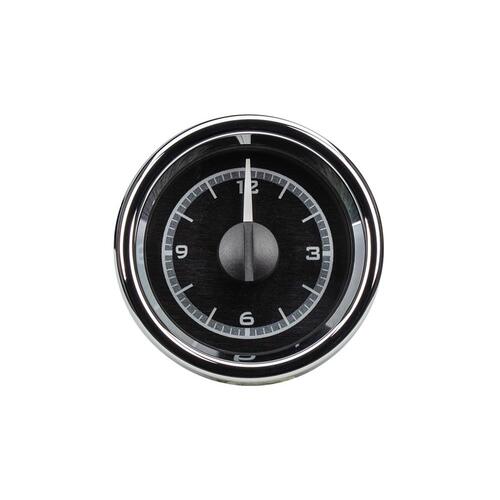 Dakota Digital Gauge, Analog Clock, Universal VLC, 3in, Black Alloy Style Face, Blue Display