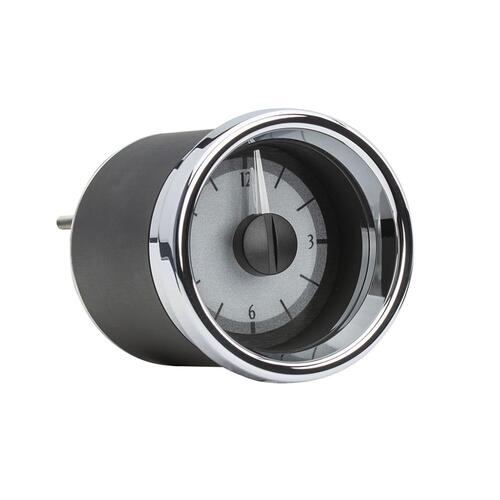 Dakota Digital Gauge, Analog Clock, Universal VLC, 3in, Silver Alloy Style Face, Red Display