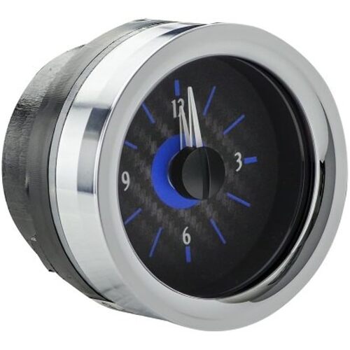 Dakota Digital Gauge, Analog Clock, 1955-56 Chevy Car, Carbon Fiber Style Face, Blue Display