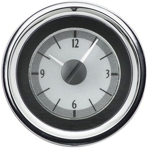 Dakota Digital Gauge, Analog Clock, 1955-56 Chevy Car, Silver Alloy Style Face, Blue Display