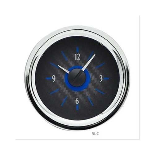 Dakota Digital Gauge, Analog Clock, 1958-62 Chevy Corvette, Black Alloy Style Face, Blue Display