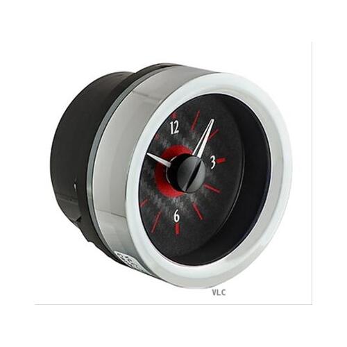 Dakota Digital Analog Clock, 1958- 62 For Chevrolet Corvette Car, Black Background, Alloy Style Face, Red Display, Each