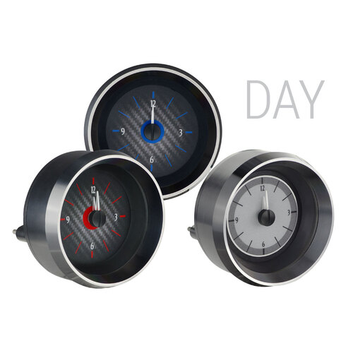 Dakota Digital Gauge, Analog Clock, 1963-67 Chevy Corvette, Carbon Fiber Style Face, Blue Display