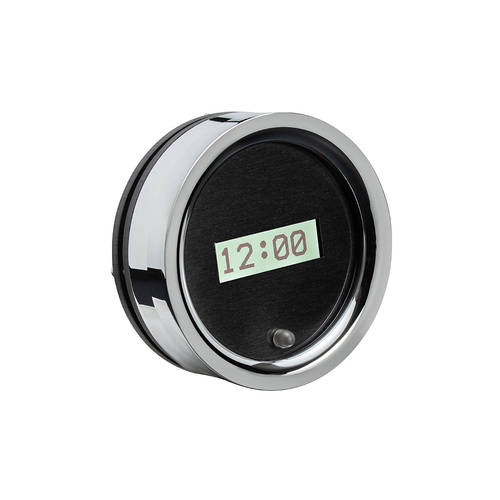 Dakota Digital Gauge, Digital Clock, 1955-56 Chevy Car, Silver Alloy Style Face, Blue Display