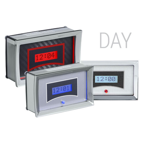 Dakota Digital Gauge, Digital Clock, 1958 Chevy Car, Silver Alloy Style Face, Red Display