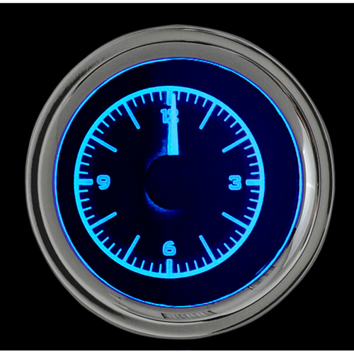 Dakota Digital Gauge, Digital Clock, 1958-62 Chevy Corvette, Black Alloy Style Face, Blue Display