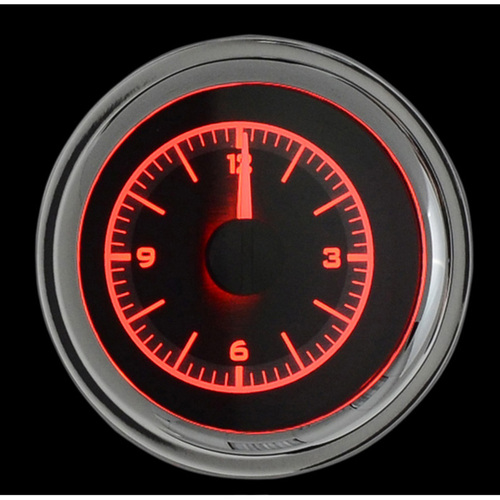 Dakota Digital Gauge, Digital Clock, 1958-62 Chevy Corvette, Black Alloy Style Face, Red Display
