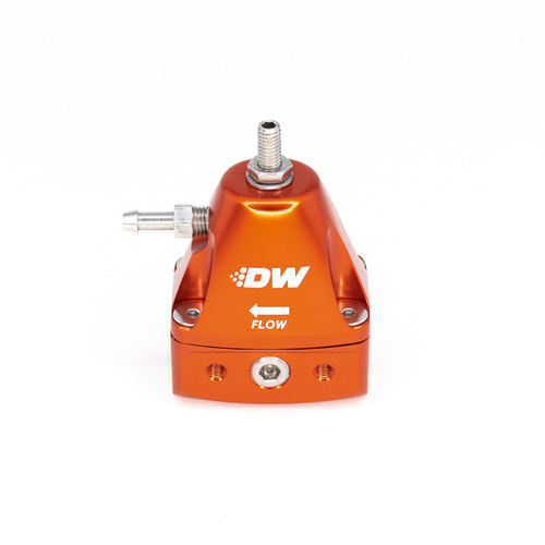 Deatsch Werks DWR1000iL in-line adjustable fuel pressure regulator, universal fitment - orange