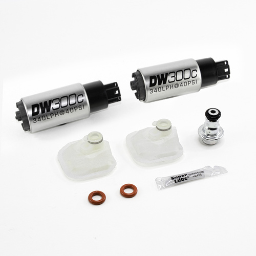 Deatsch Werks DW300c series, Two 340lph compact in-tank fuel pumps w/ mounting clips, w/ install kit for 09-15 For Cadillac CTS-V