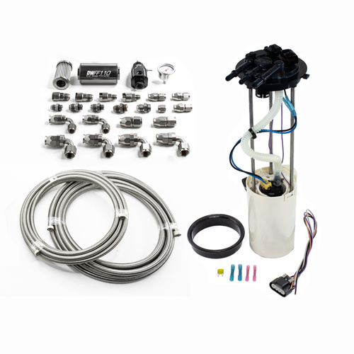 Deatsch Werks DW400 Pump Module + Return Kit SS PTFE For Chevrolet Silverado 1500/2500/3500 & For GMC Sierra 1500/2500/3500 1999-2004 V8 4.8L/5.3L/6.0