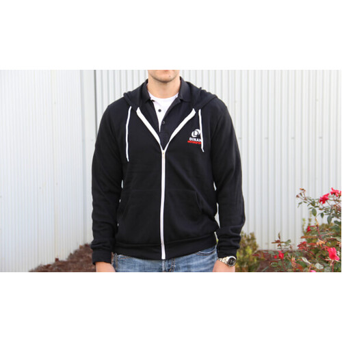 Dinan Logo Zip Up Hoodie, Lightweight, Black, Mens