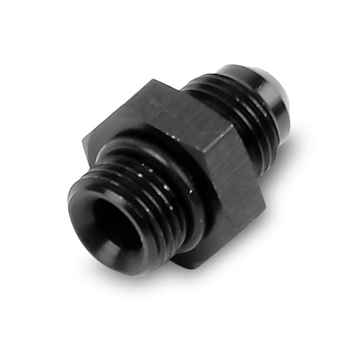 Demon Fuel Pump Inlet Fitting, Straight, Aluminium, Black Anodised, -6 AN Male Threads, Each