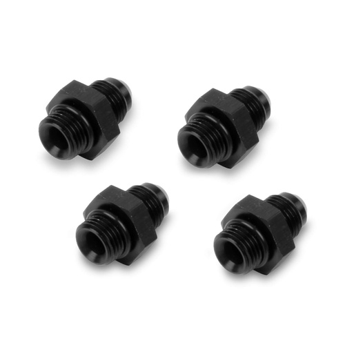 Demon Fuel Pressure Regulator Fittings, Straight, Aluminium, Black Anodised, -6 AN Male Threads to -6 AN O-ring Male Threads, Kit
