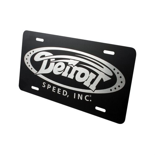 Detroit Speed License Plate, Black, Logo, Each