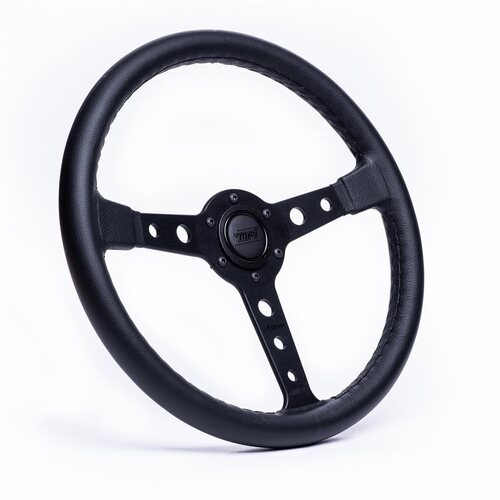 Detroit Speed Steering Wheel, MPI Autodromo 70 Series, Black Leather Black Center w/ Horn, Each