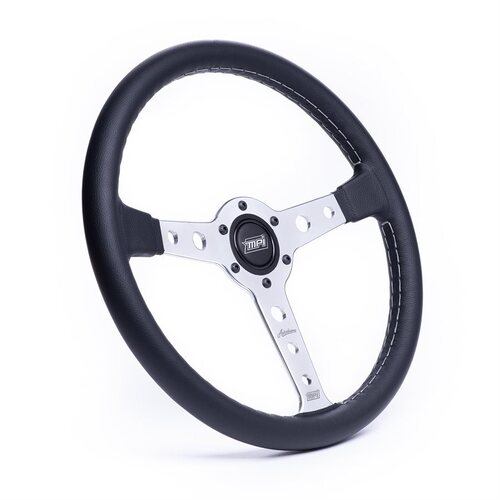 Detroit Speed Steering Wheel, MPI Autodromo 70 Series, Black Leather Polish Center w/ Horn, Each