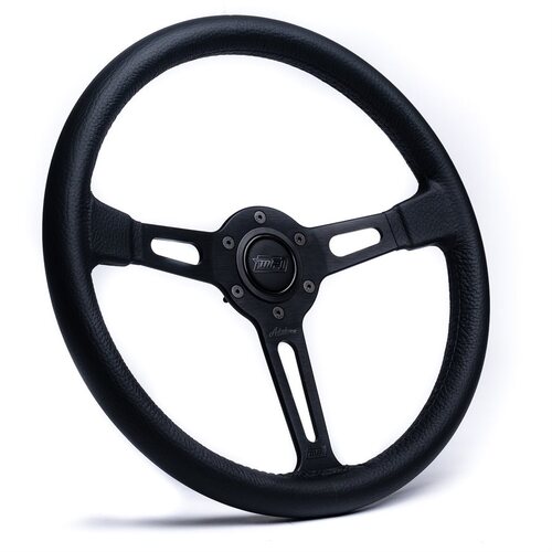 Detroit Speed Steering Wheel, MPI Autodromo 80 Series, Black Leather Black Center w/ Horn, Each
