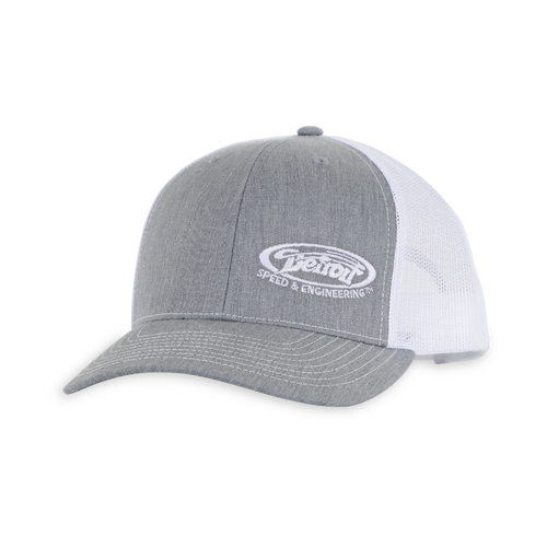 Detroit Speed Logo Curved Bill Snap-Back Hat, Adjustable, Heather Gray/White